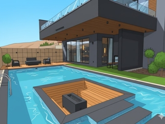 ویلا با استخر روباز آبگرم رودهن