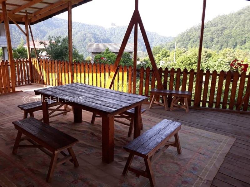 عکس شماره 560634 - ویلا چوبی استخردار جنگل دالخانی - تراس با ویو جنگل های سبز 