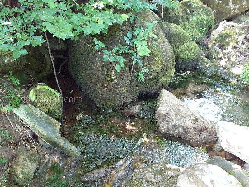 عکس شماره 564150 - ویلا چوبی ماسال با چشمه آب اختصاصی - نمایی از چشمه اختصاصی از زیر سنگ و کوه