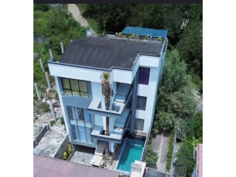 عکس شماره 785340 - اجاره ویلا با 2 استخر و جکوزی ایزدشهر - نمای هوایی ویلا با ویو جنگل و رودخانه و دریا