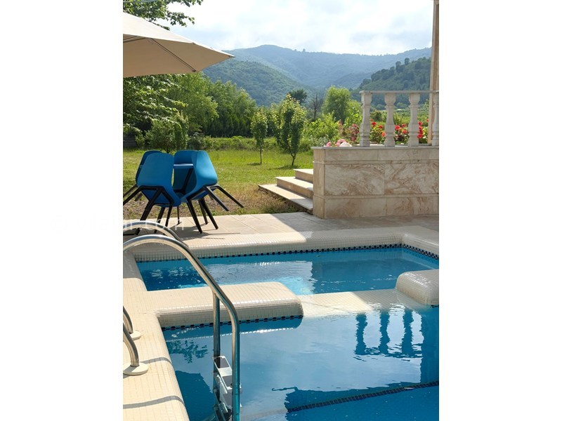 عکس شماره 883381 - ویلا باغ با استخر روباز شاندرمن - نمایی از استخر بزرگ و کودک رو به جنگل سبز هیرکانی